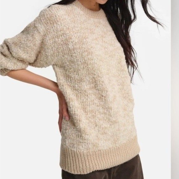 MATE The Label Alpaca Pima Cotton Sweater NWOT SZ L Ethical Undyed BEIGE $225 - Picture 2 of 6